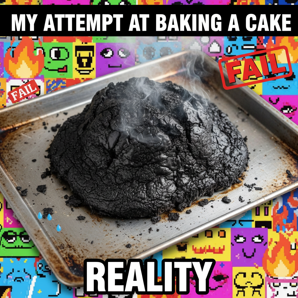 Tried to make a cake, ended up with a charcoal briquette. Send frosting and prayers.