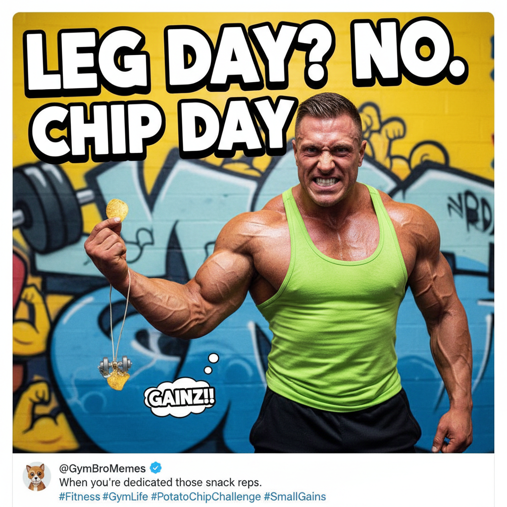 Just saw a guy at the gym doing bicep curls with a single potato chip. Respect.