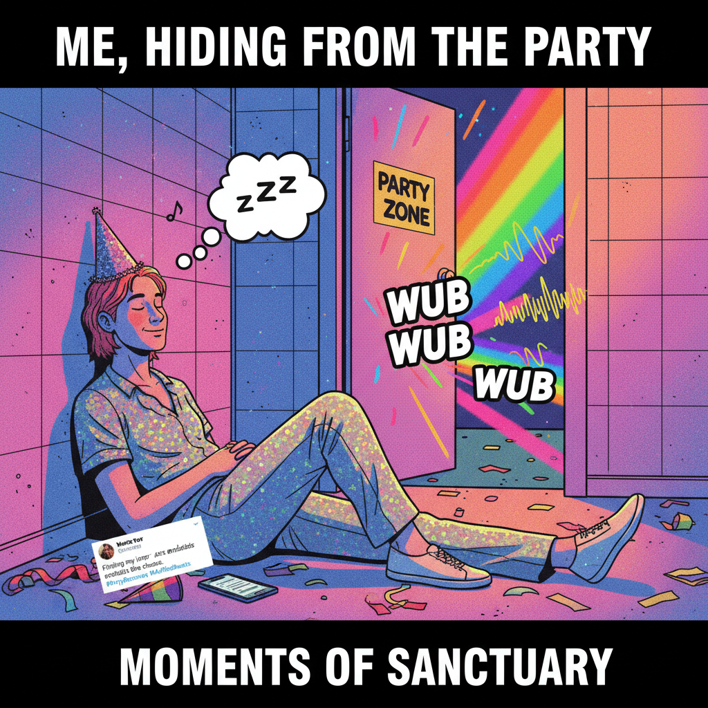 Introvert at a party: 'I just need 5 minutes in the bathroom to recharge.'