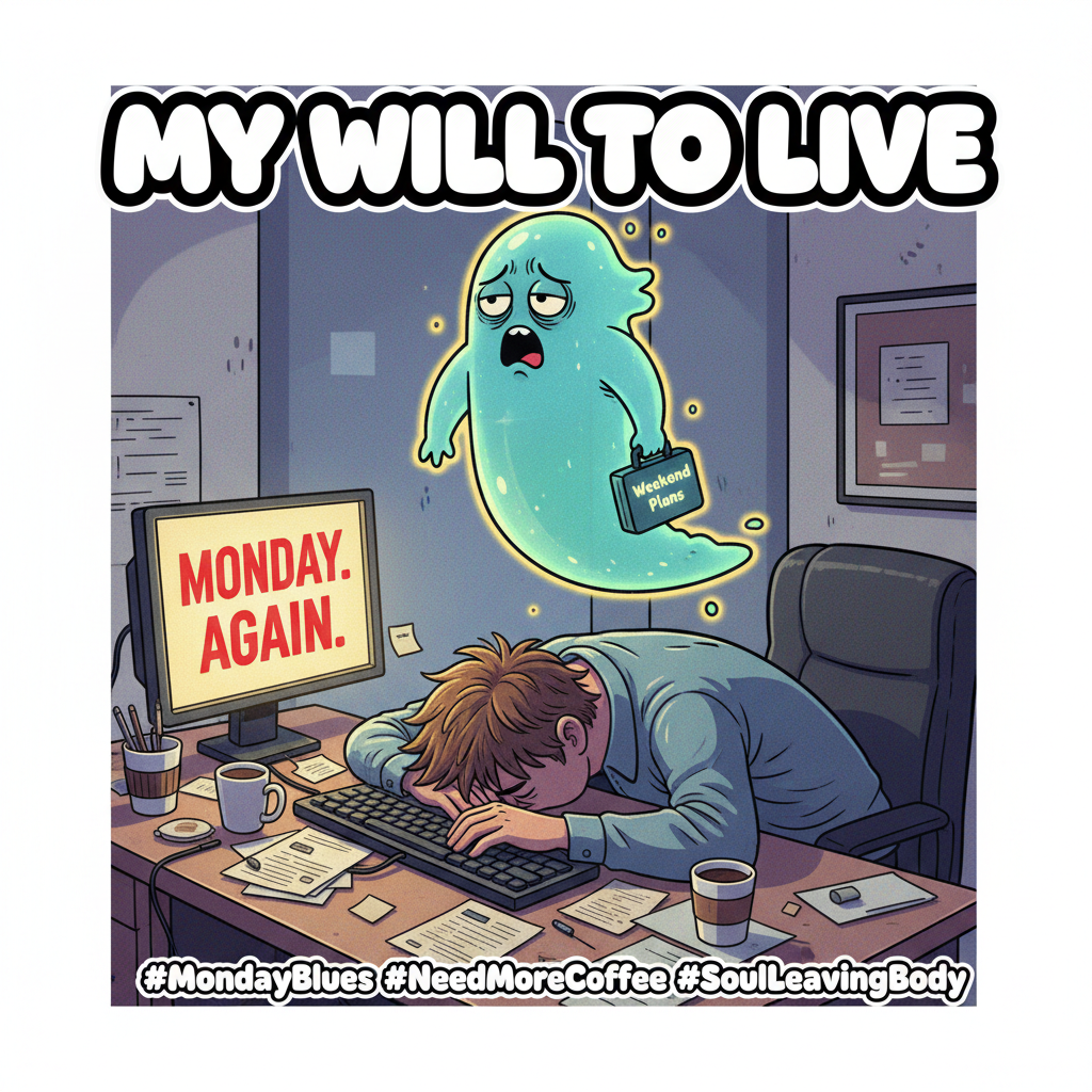 Monday morning mood: My soul left my body at 7 AM.