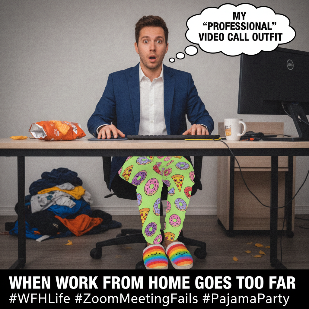 My 'office' attire is a blazer on top, pajama bottoms below. WFH life.