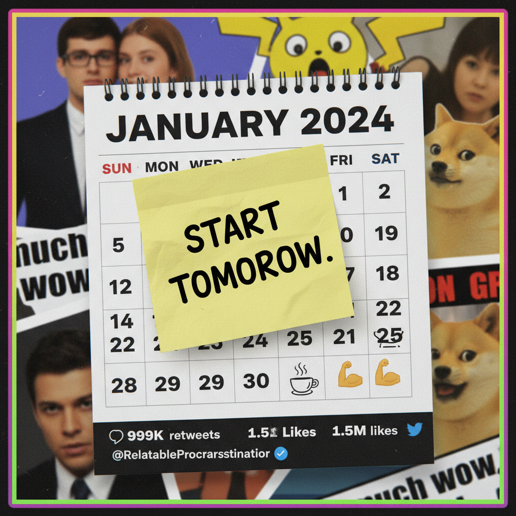 My New Year's resolution was to stop procrastinating. I'll start tomorrow.