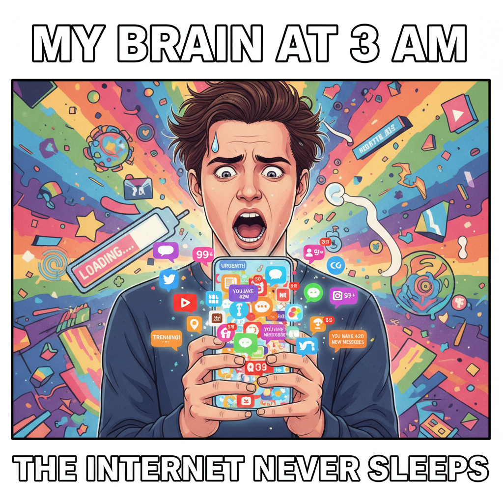Me trying to limit screen time vs. my phone sending me 10 notifications a minute.
