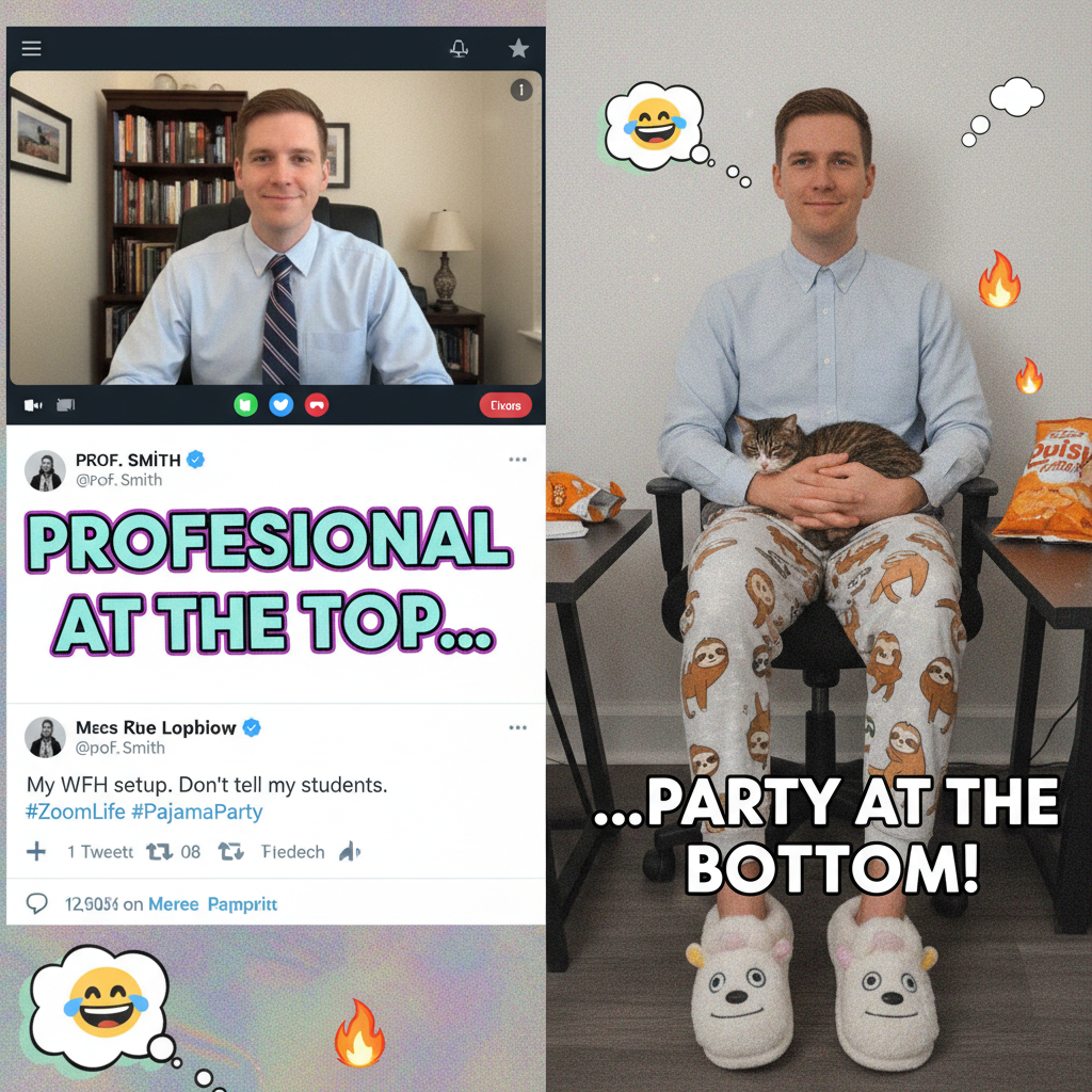 My camera was off during the Zoom meeting. My pants were also off. #WFHlife