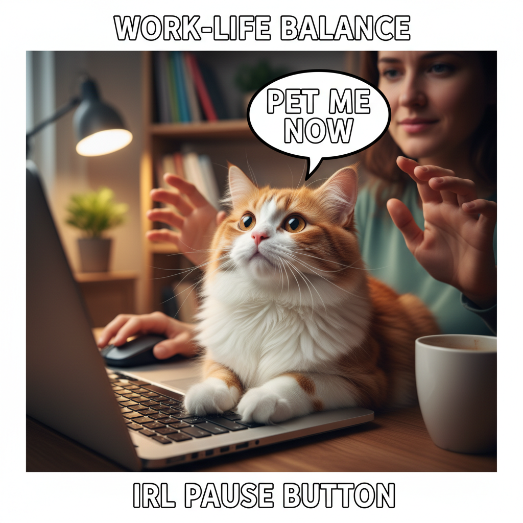 When you try to be productive but your pet has other plans for cuddle time