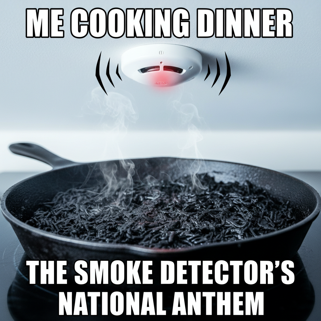 Attempted gourmet pasta. Ended up with carbonized noodles and a smoke alarm concert.