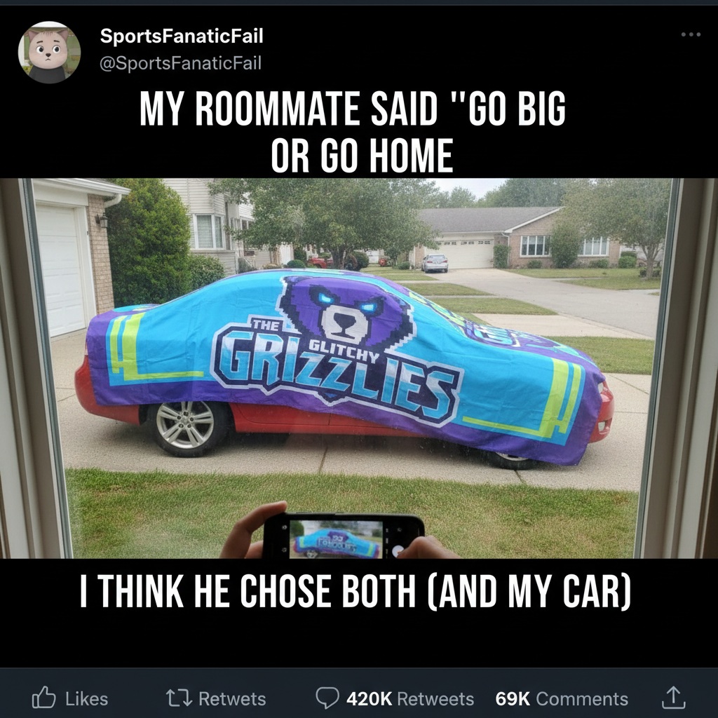 My team won. My neighbor's car now has a flag on it. I regret nothing. #SportsFan