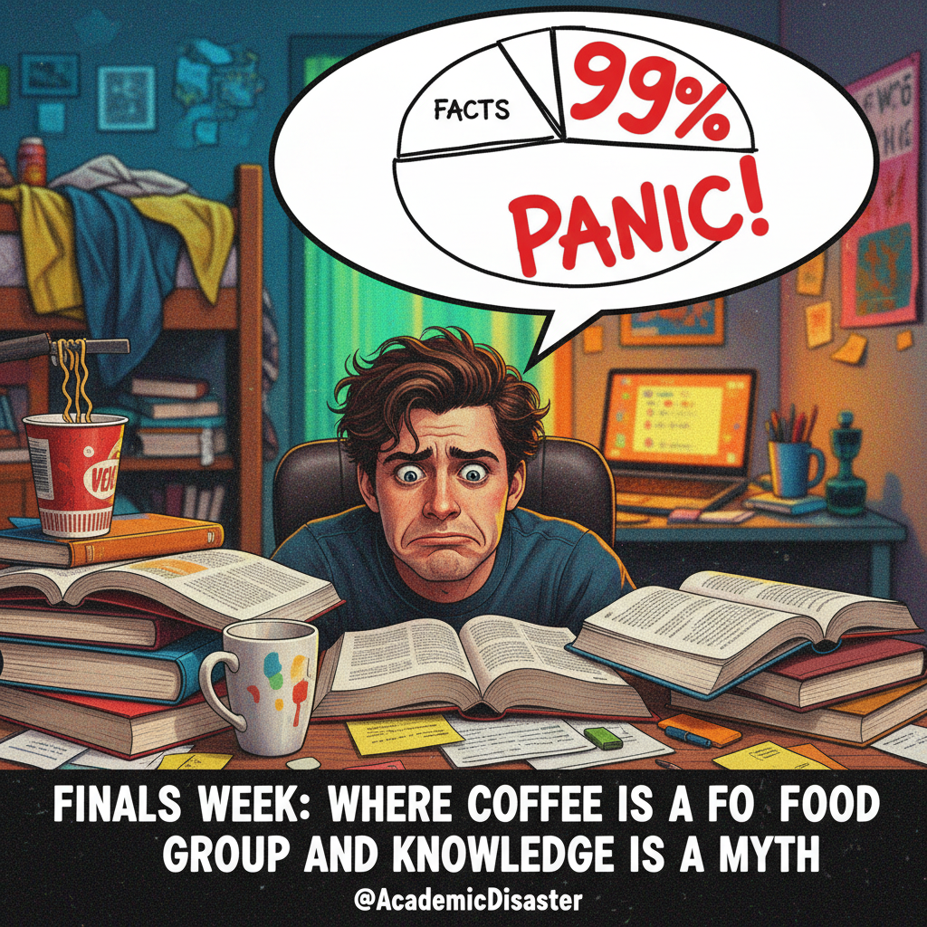 My brain during exam season: 10% facts, 90% panic-induced existential dread and coffee.