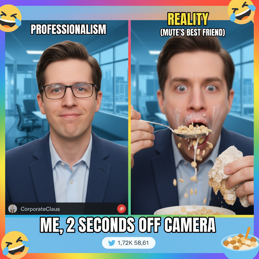 My mic was off, but my camera wasn't. My boss saw me eating cereal with a spoon.