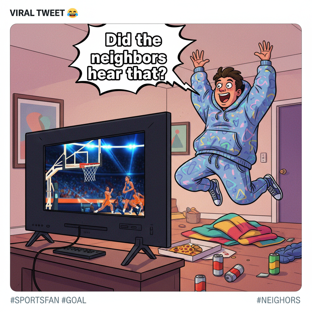 My team scored. My neighbor heard me scream. I think I owe him an apology cake.