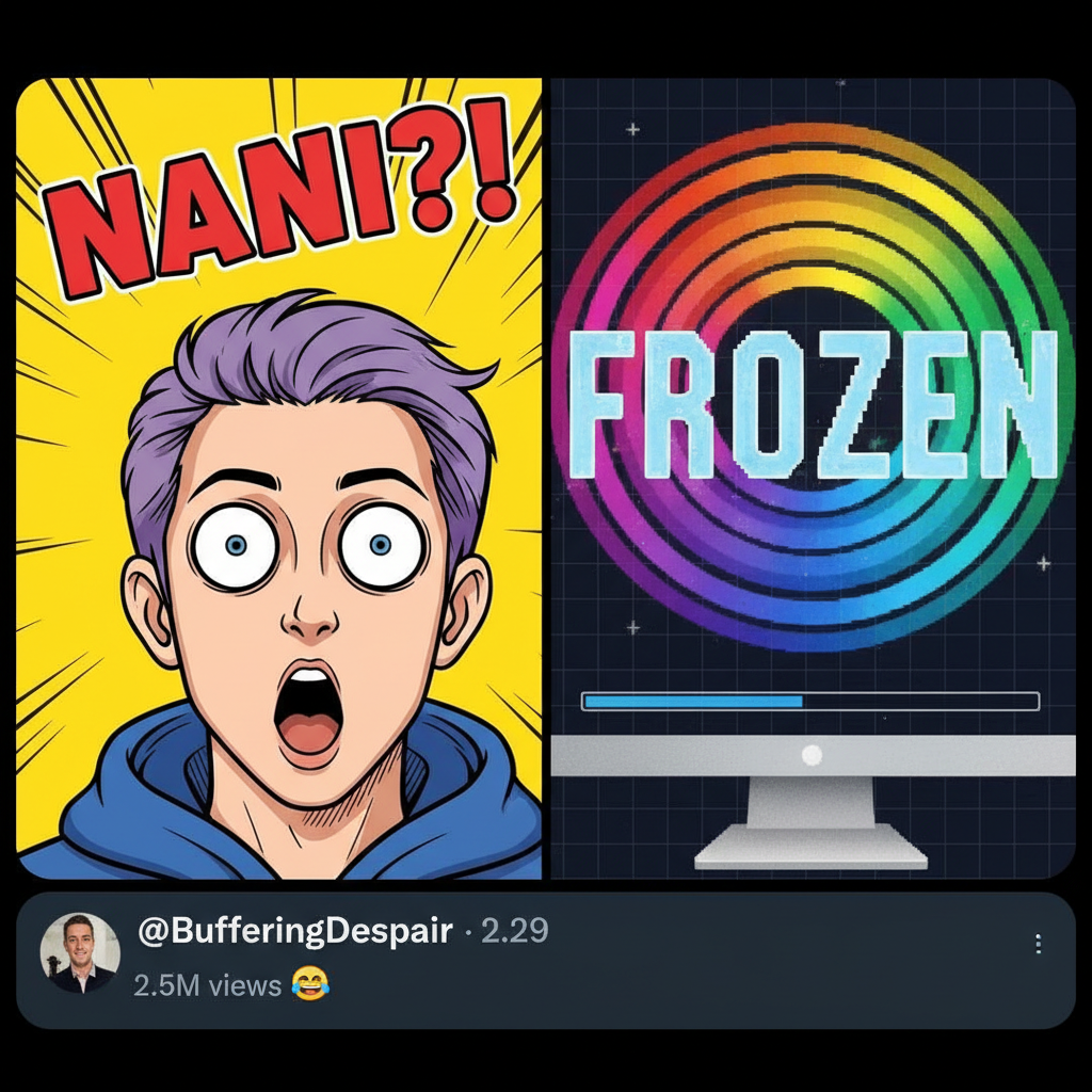 When the wifi cuts out during a movie and I make the 'NANI?!' face.