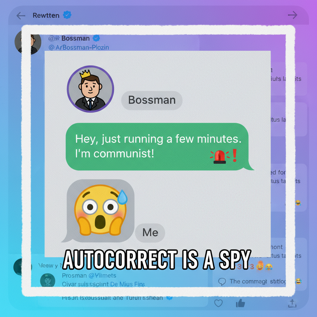 Autocorrect just changed 'I'm coming' to 'I'm communist.' My boss is gonna love this. #SendHelp