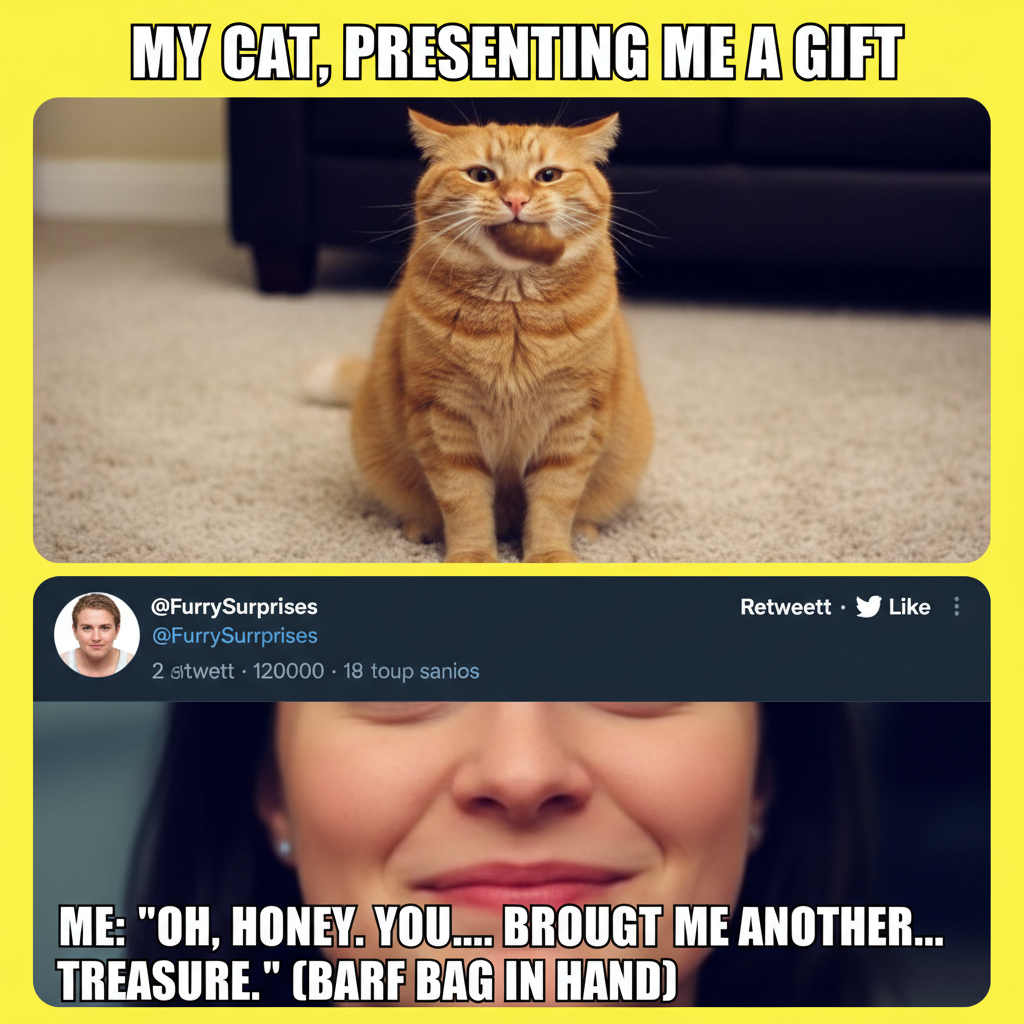 My cat just brought me a dead mouse. I'm grossed out but also, 'Good job, sweetie!' #PetParentLife