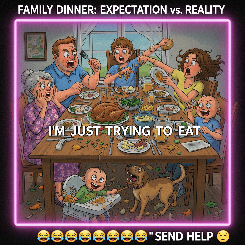 Holiday dinner: where 'pass the salt' becomes a 3-hour debate on global politics.