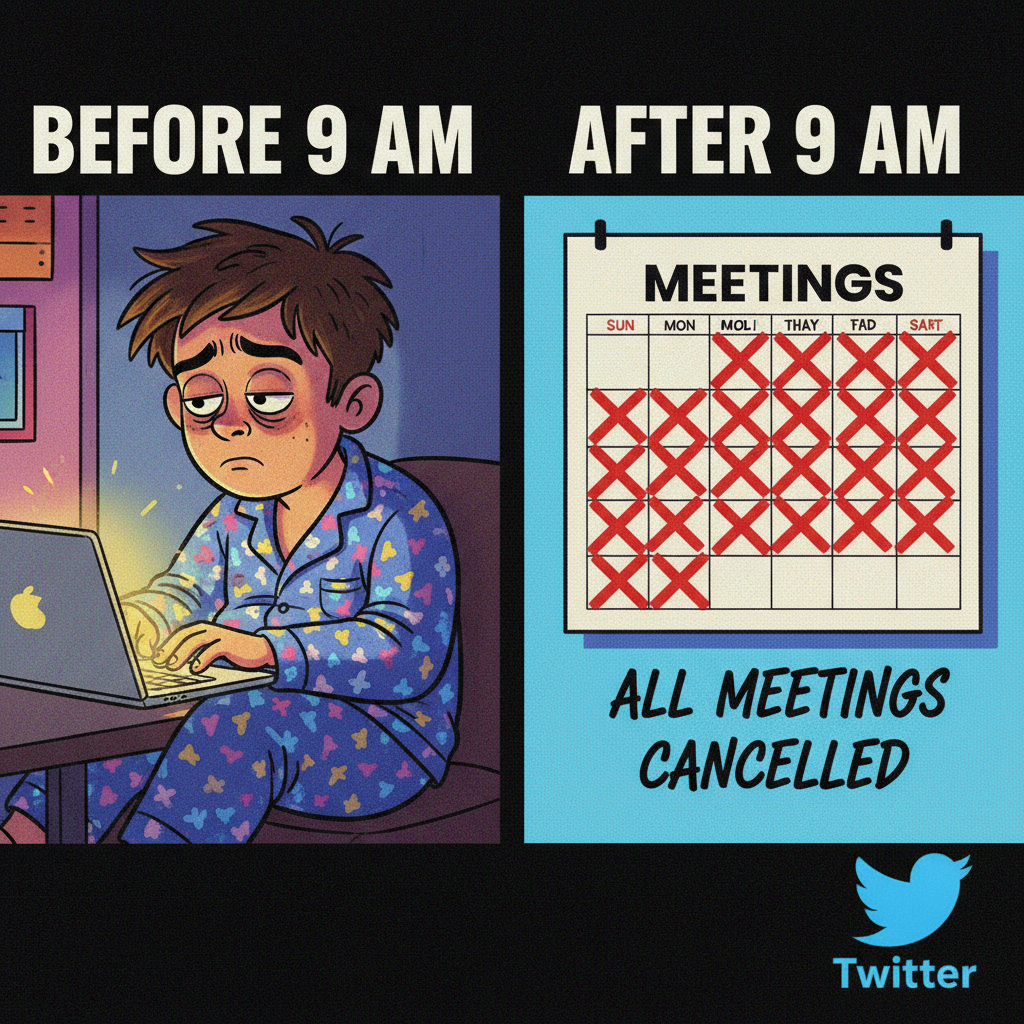 My WFH uniform is 50% pajamas, 50% existential dread. Productivity: 100% (probably).