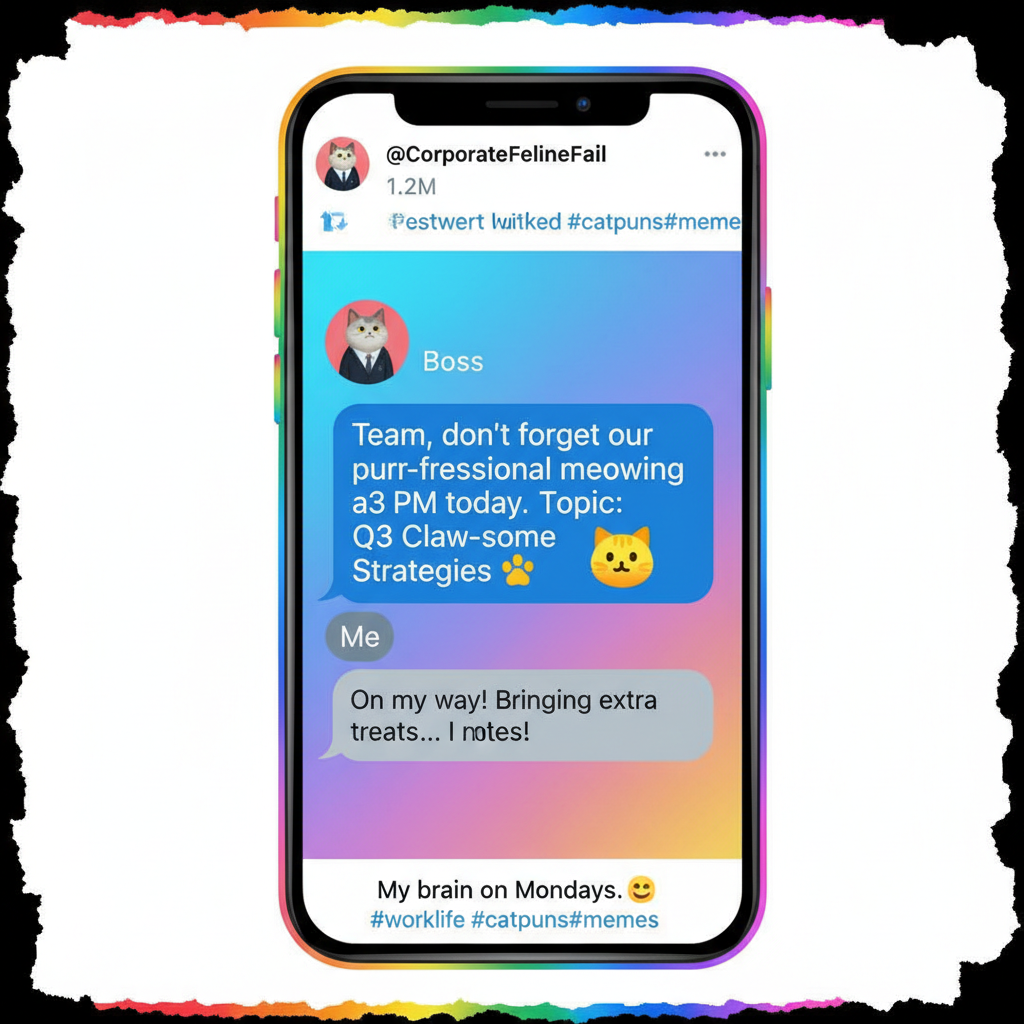 Autocorrect changed 'meeting' to 'meowing.' My boss now thinks I'm a cat in corporate.