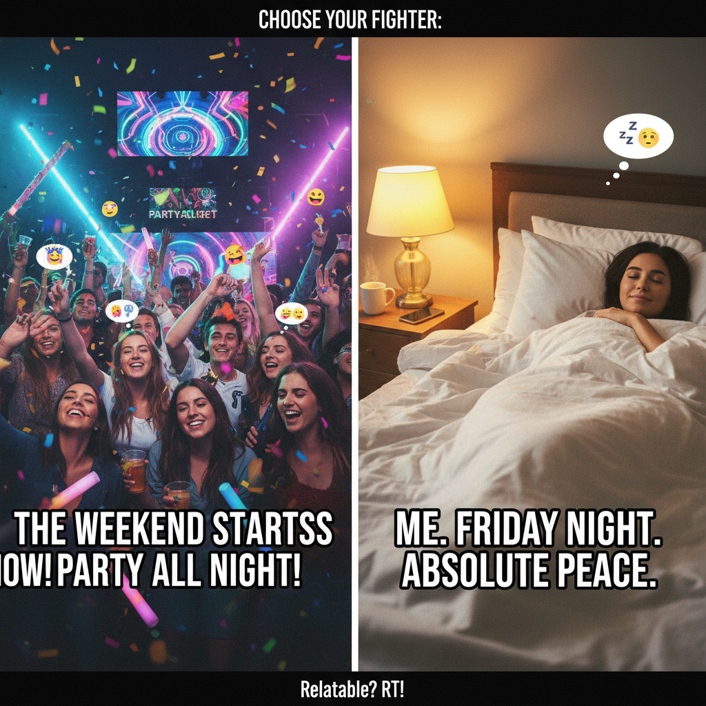 Extrovert: 'Let's go out!' Introvert: *already in bed by 8 PM* This is my energy.