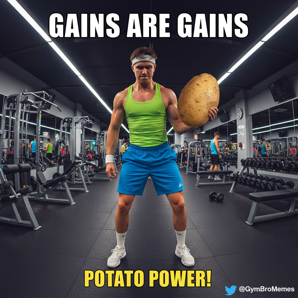 Saw someone at the gym doing bicep curls with a single potato. My new fitness guru.