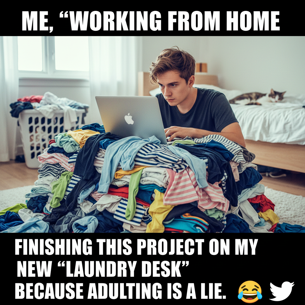 My 'office' is now just a pile of laundry I sometimes lean on. Peak WFH productivity.