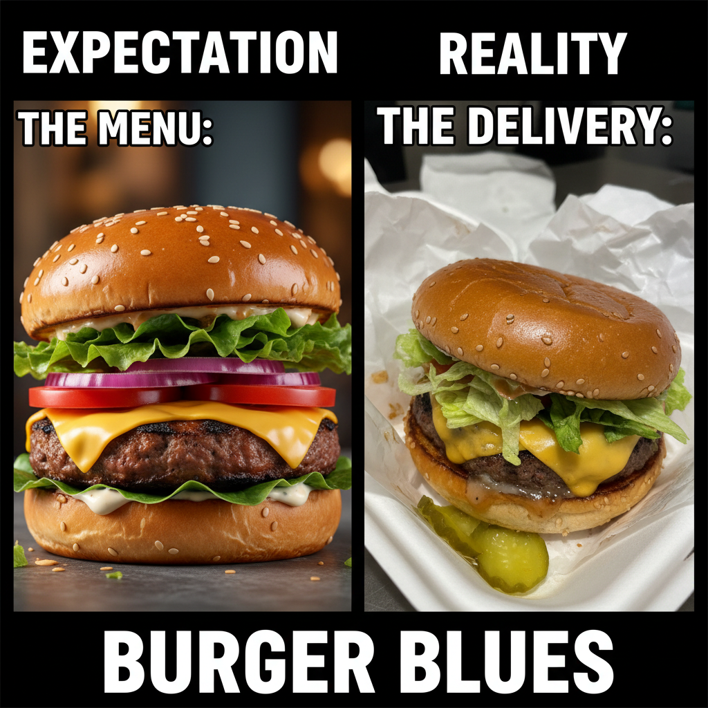 Ordered a gourmet burger, got something that looks like it lost a fight with a truck. #FoodDeliveryFail