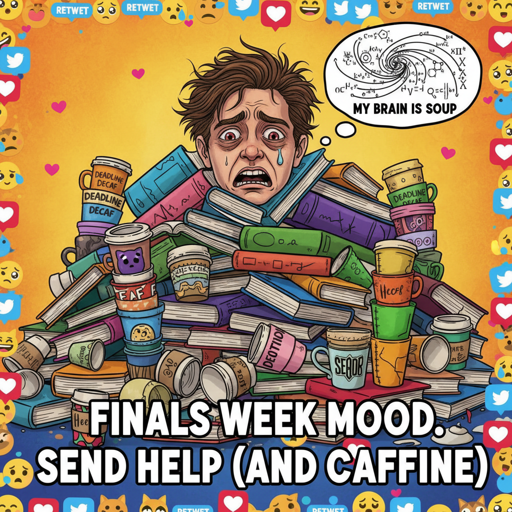 Exam season: My brain is 90% caffeine, 10% pure panic.