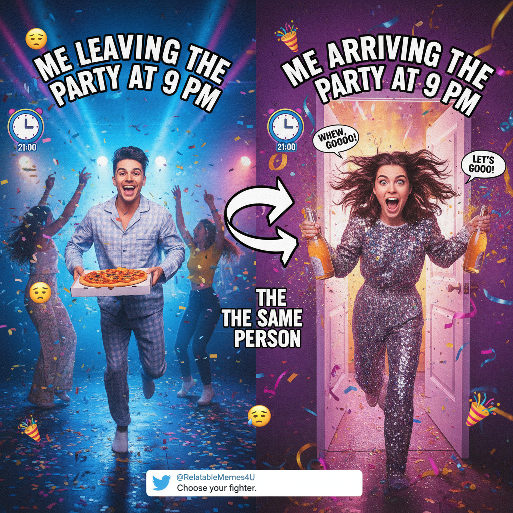 Introvert at a party: 'I've recharged enough, time to go home.' Extrovert: 'The party just started!'