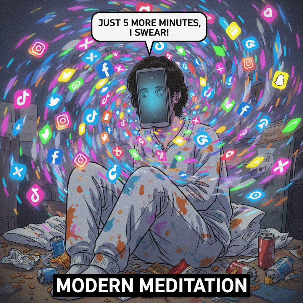 Me: 'Just five more minutes on social media.' Five hours later: *scrolls into oblivion*