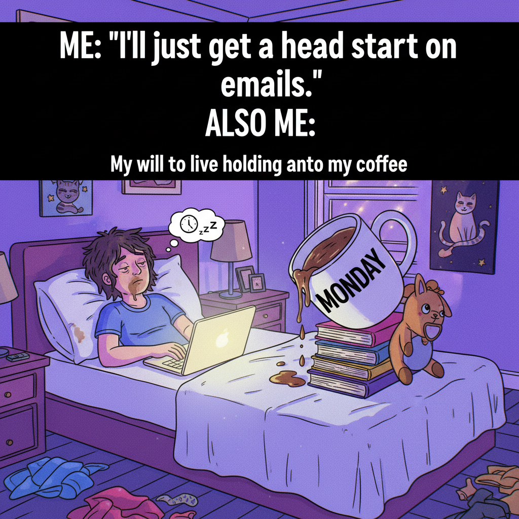 WFH perk: my commute is from my bed to my desk. WFH curse: my desk is my bed.