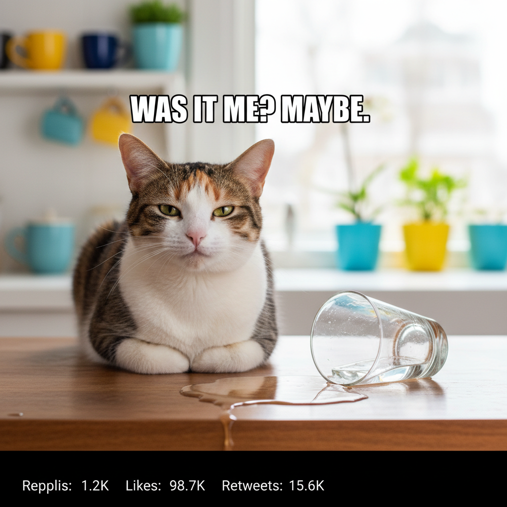 My cat just stared at me while knocking my water off the table. Zero regrets. #PetLife