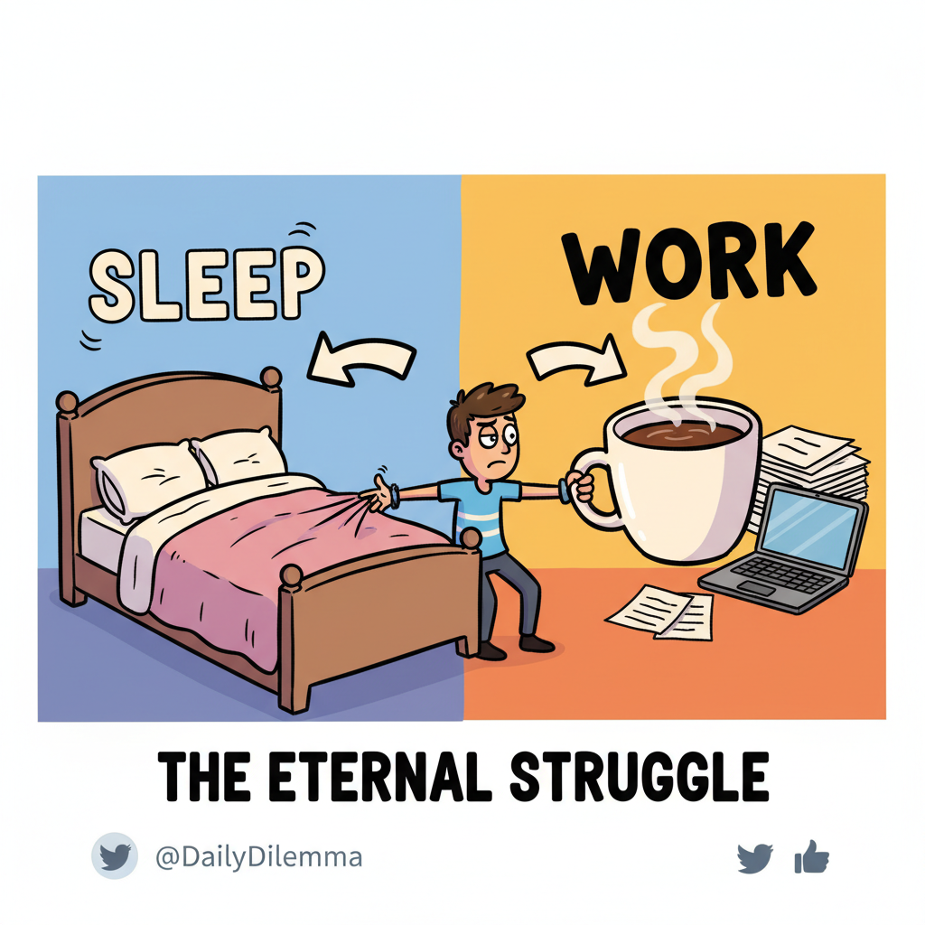 Monday morning mood: My bed is calling me back, but my coffee is calling me forward. It's a war.