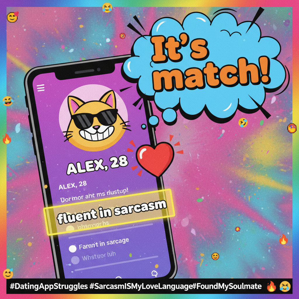 Swipe right on a bio that says 'fluent in sarcasm.' My brain: 'Finally, someone gets me.'