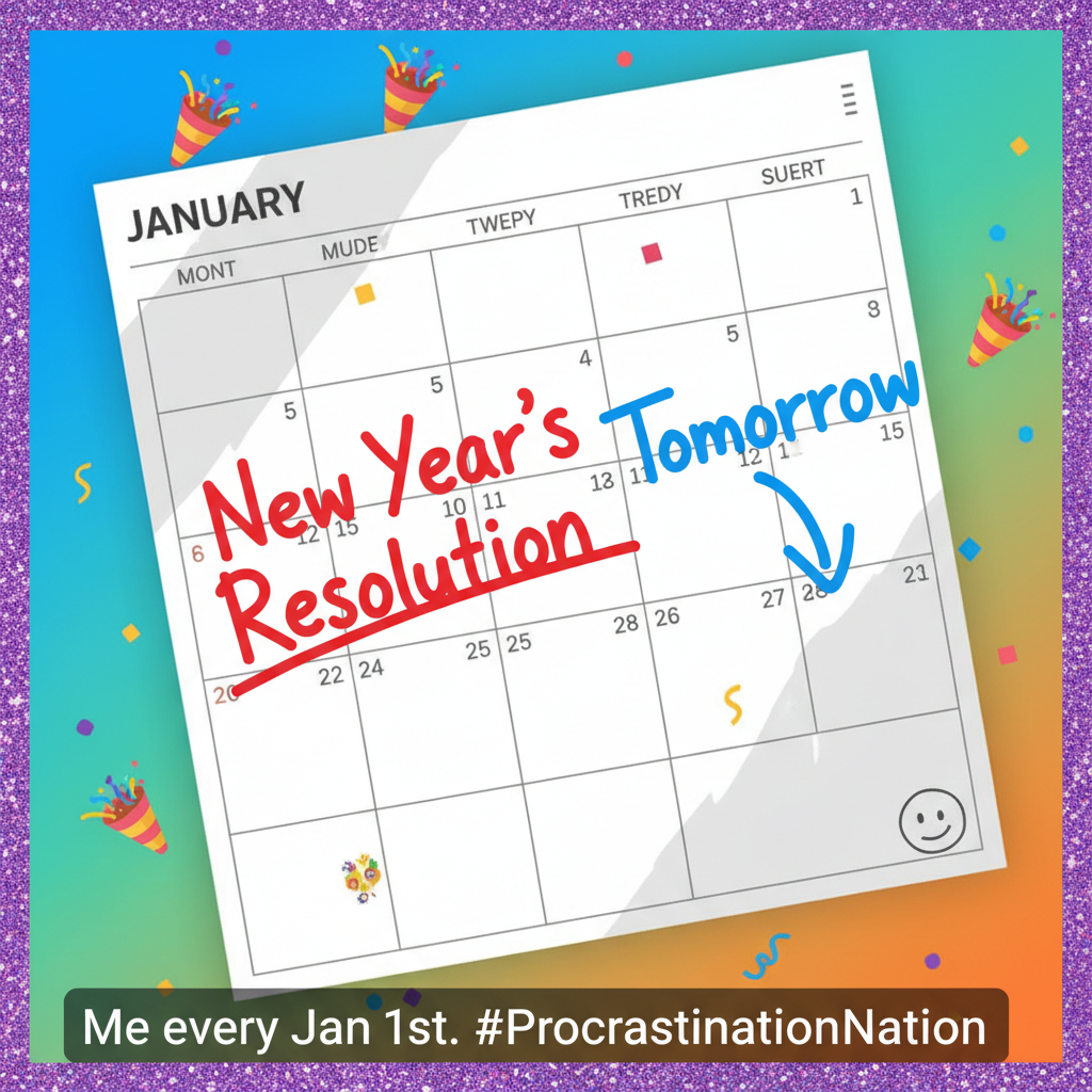 My New Year's resolution was to stop procrastinating. I'll start that tomorrow.