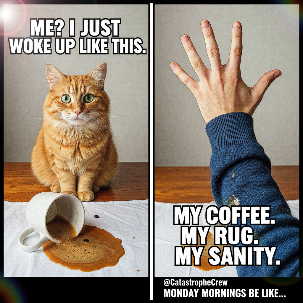 My cat just knocked over my coffee cup for attention. I'm suing for emotional damages.