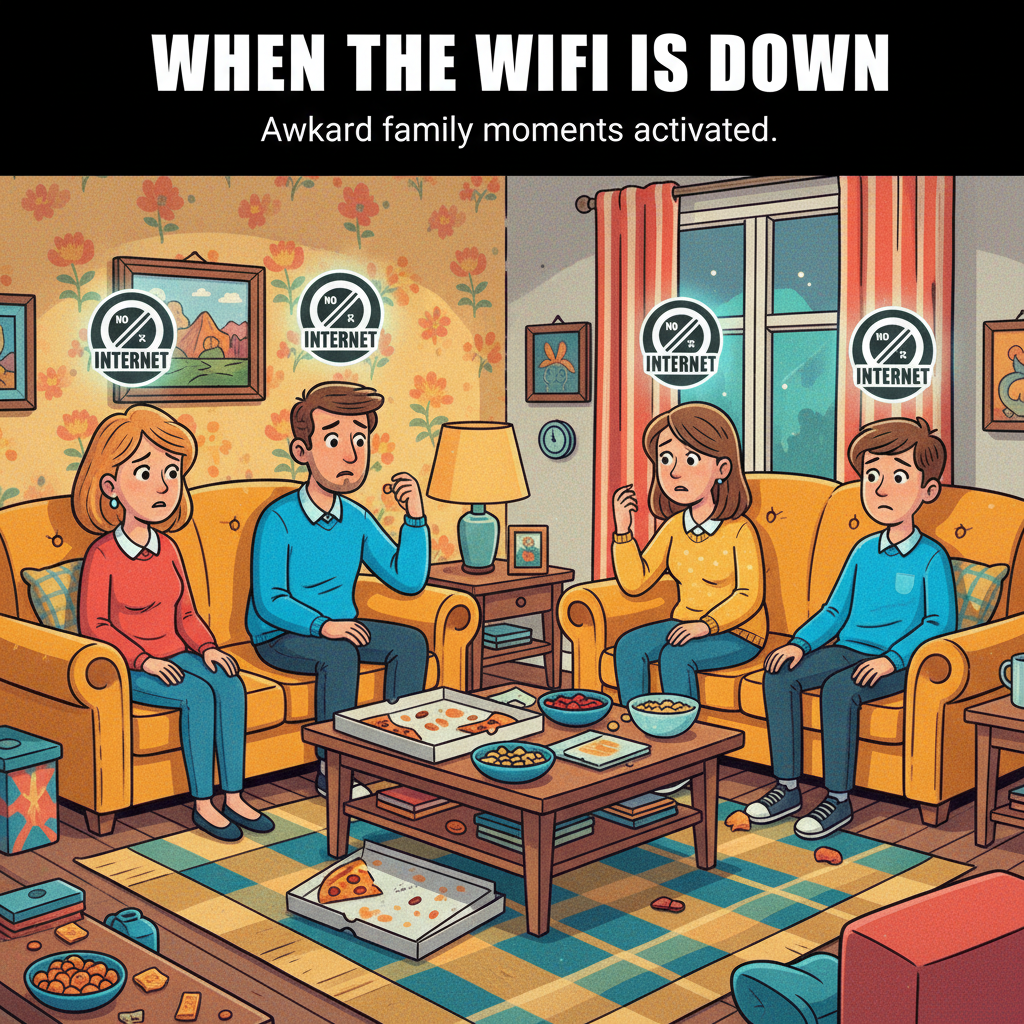 The WiFi just went down. Guess I'll have to... talk to my family? This is fine.