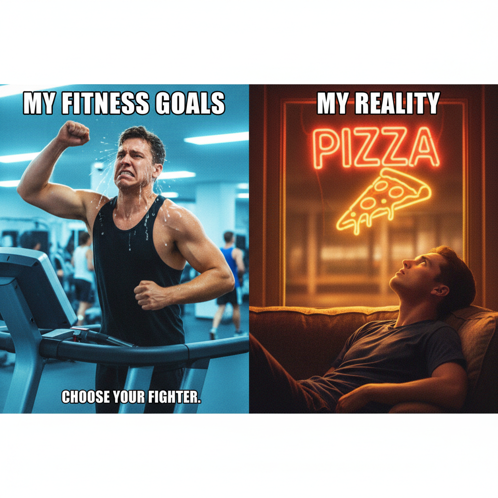 Me at the gym vs. me seeing the pizza place next door. It's a constant battle.