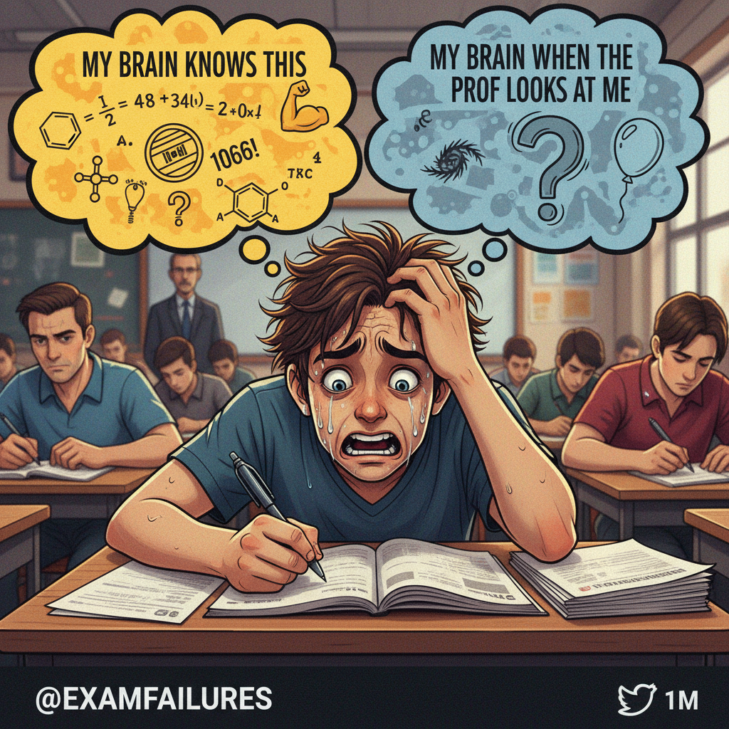 My brain during exams: 'You know everything!' Also my brain: 'What's your name again?'