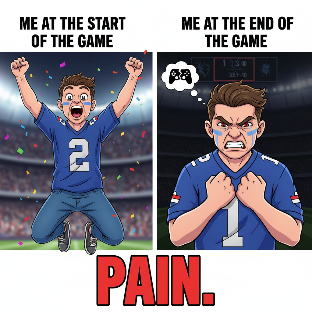 My team scores: 'WE ARE THE CHAMPIONS!' My team concedes: 'FIRE EVERYONE! THIS IS A DISGRACE!'