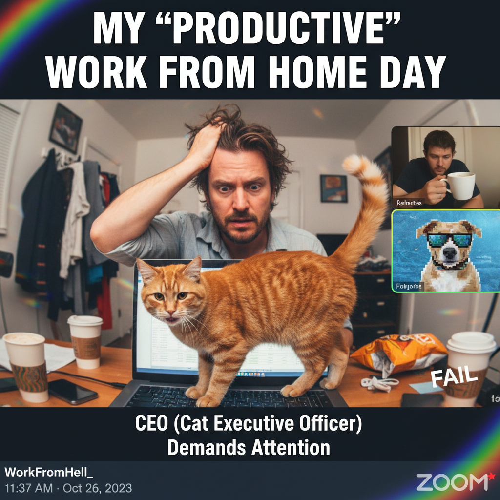 My cat just walked across my keyboard during a client Zoom call. I'm fine. Everything is fine.