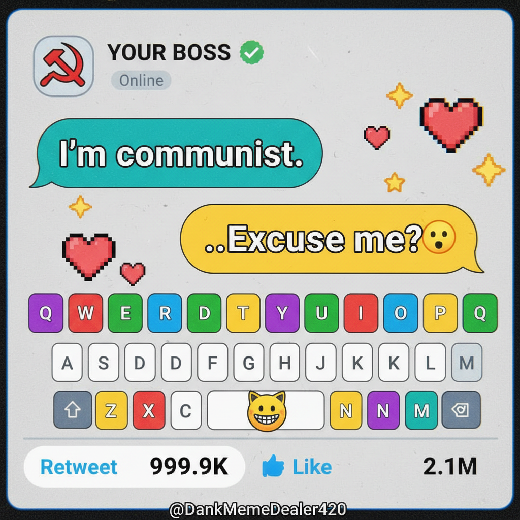 Autocorrect changed 'I'm coming' to 'I'm communist.' My boss is now very concerned.