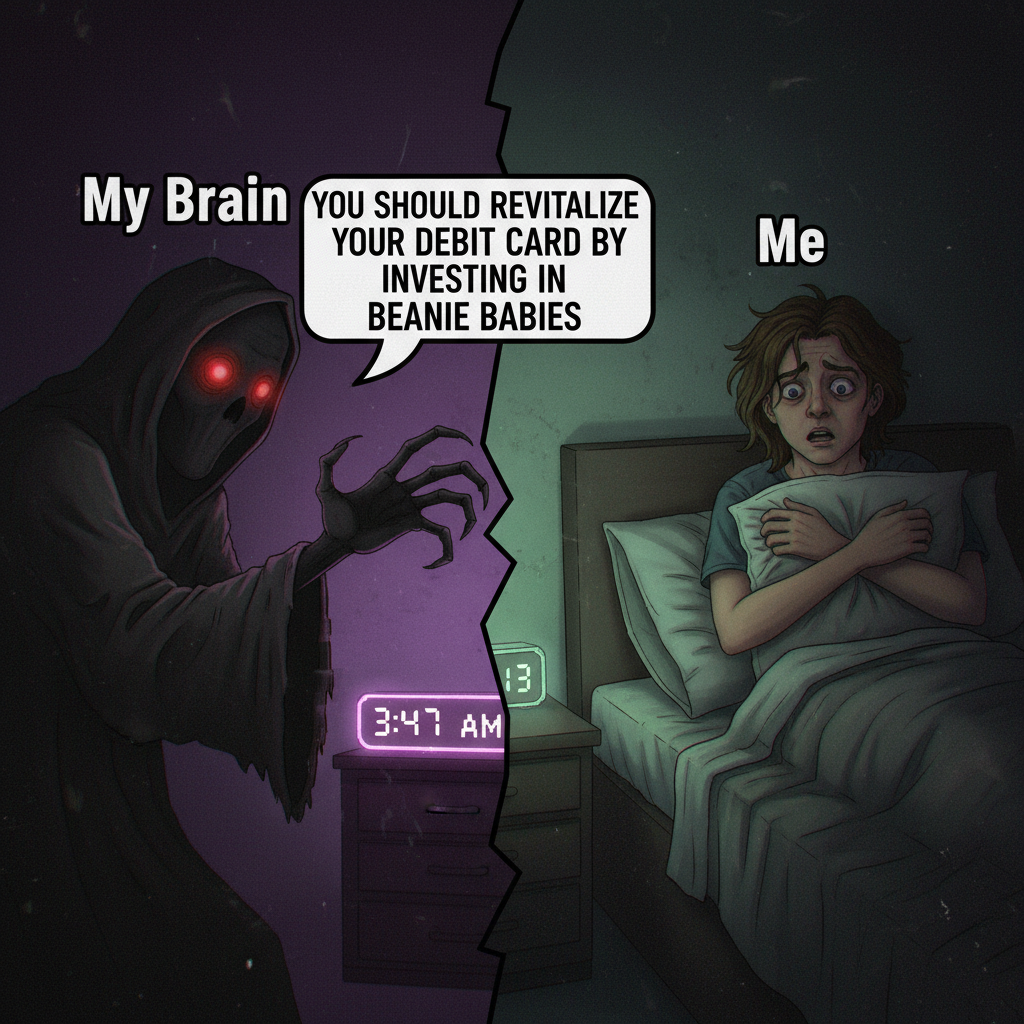 My brain at 3 AM explaining why I need to re-evaluate every life choice I've ever made