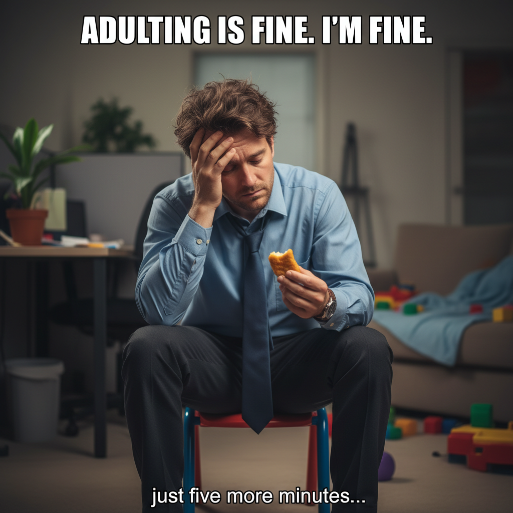 My therapist told me to embrace my inner child. Now I just want chicken nuggets and a nap.