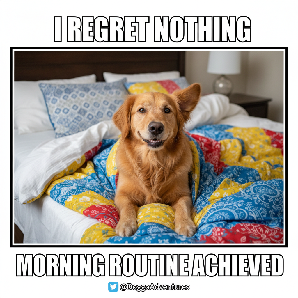 My dog just tried to 'help' me make the bed. It's now a fort. We live here now.