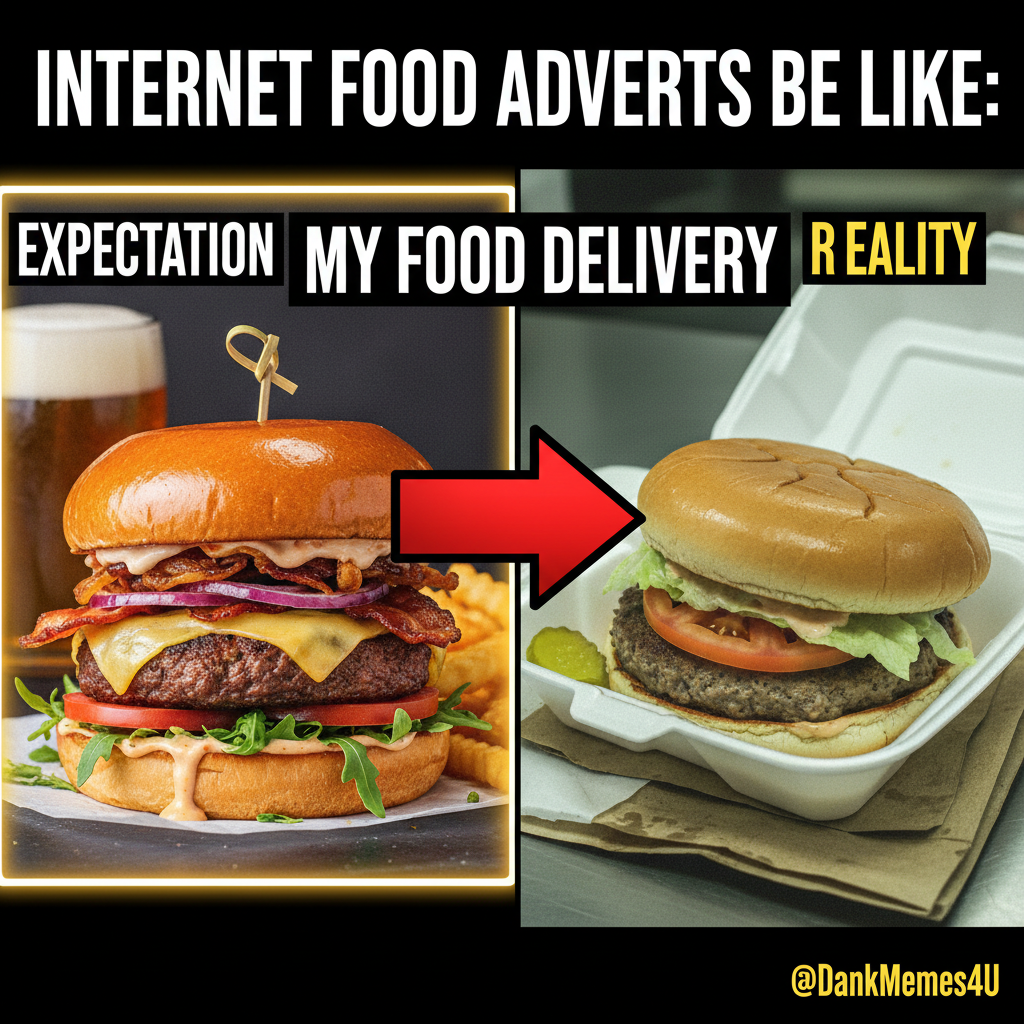 Ordered a gourmet burger. Got a sad patty on a bun. My disappointment is immeasurable.