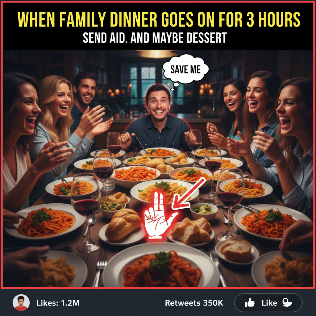 Holiday family dinner: 3 hours in, and someone just asked about my 'life choices'. Send help.