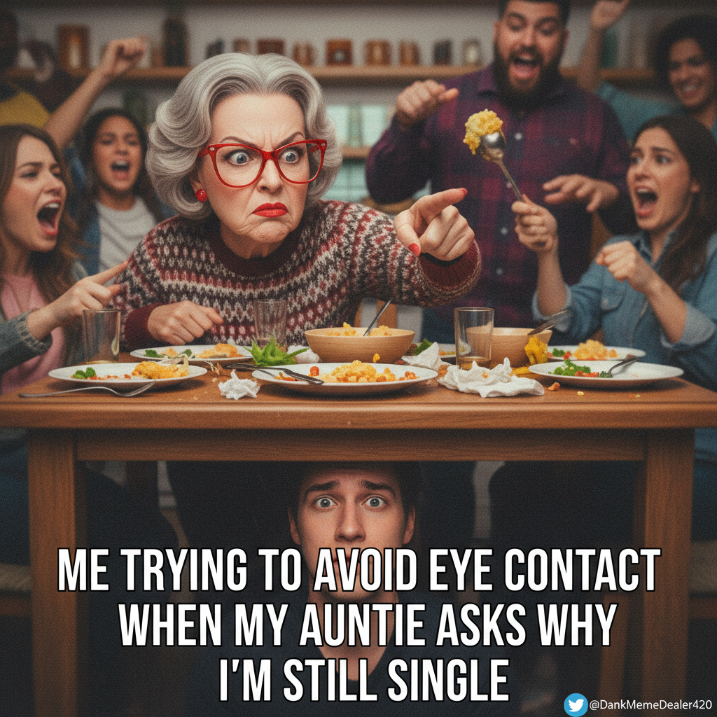 Aunt Carol asked about my life choices again. Send pie and moral support. 🥧🆘