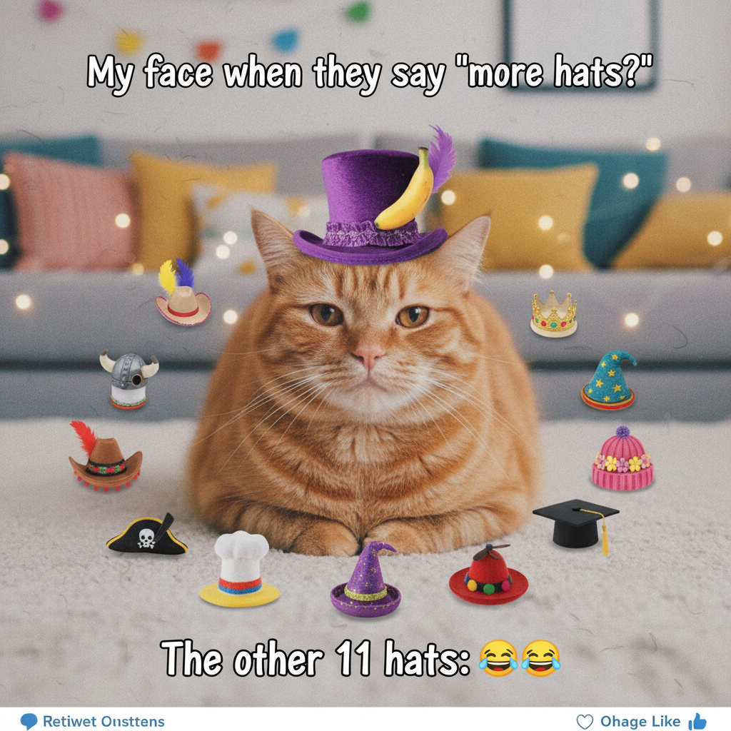 Bought it online at 2 AM. Now I own 12 miniature cat hats. No regrets? Maybe. 😹🎩