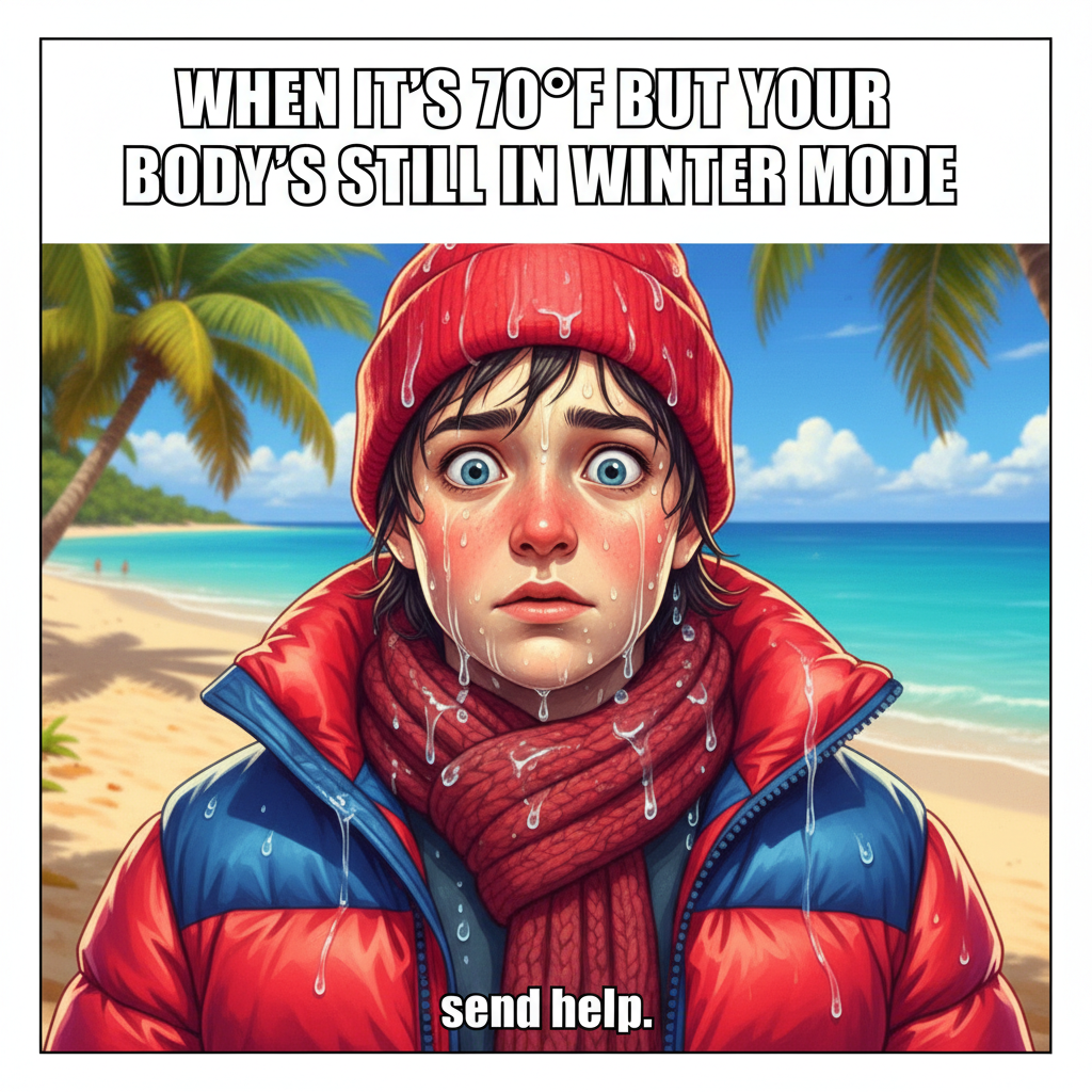 It's 70°F in January. My internal thermostat is officially broken. Send help.