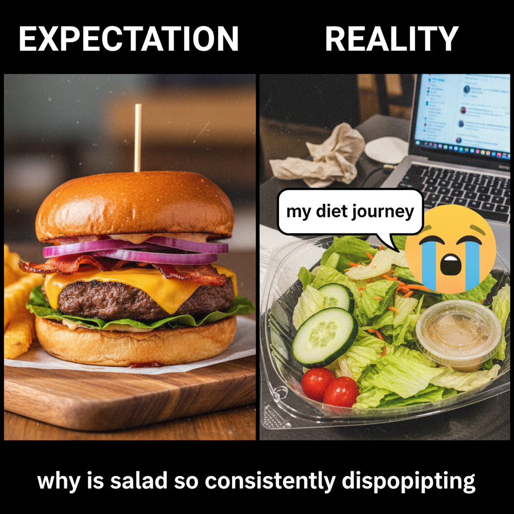 Ordered a burger, got a salad. My disappointment is immeasurable, and my day is ruined.