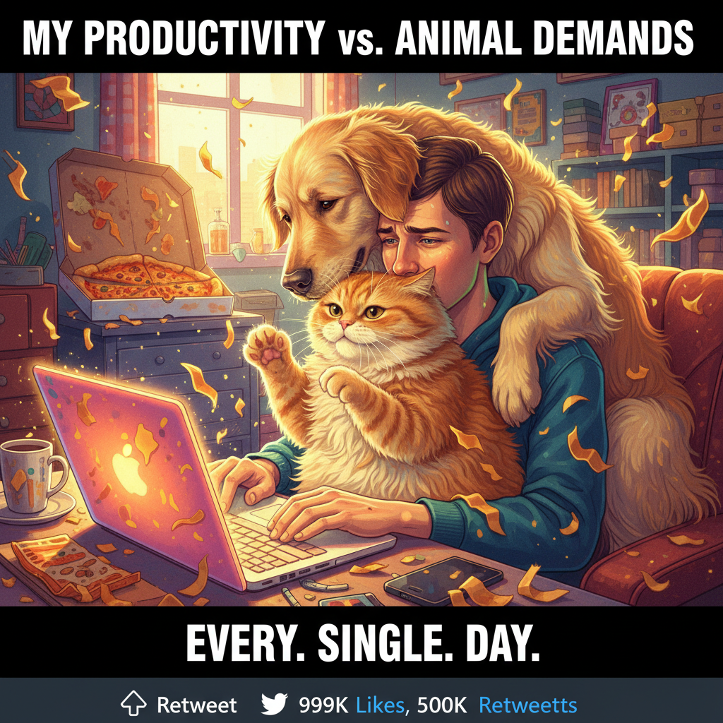 My pet thinks 'personal space' is a myth. Send coffee and lint rollers.