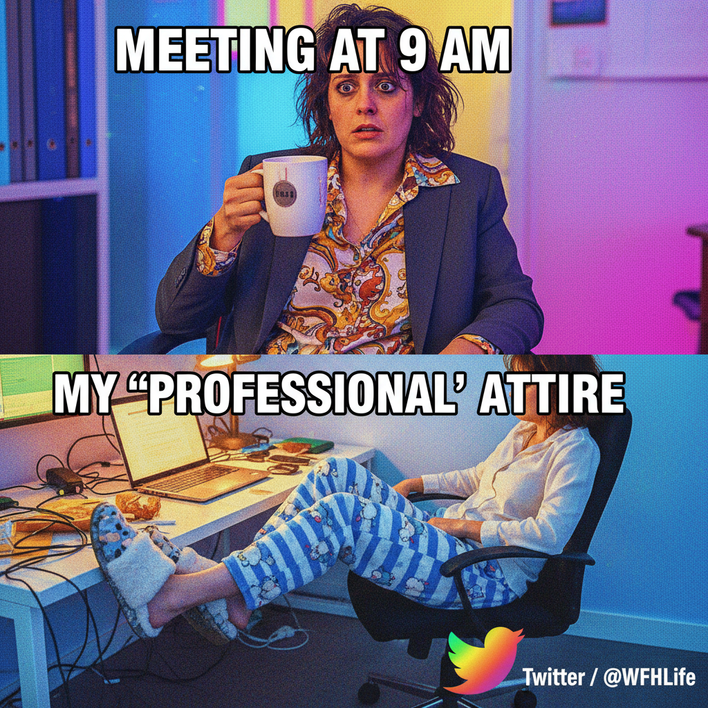 My work-from-home uniform is 50% pajamas, 50% existential dread.